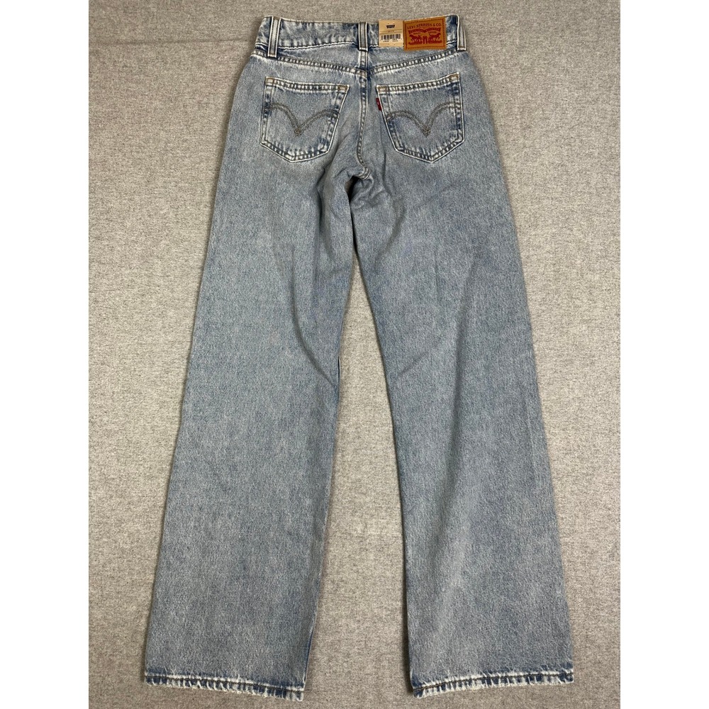 NWT Levis Low Loose Jeans Womens 24x32 Blue Superlow Wide Straight Leg - Picture 2 of 13